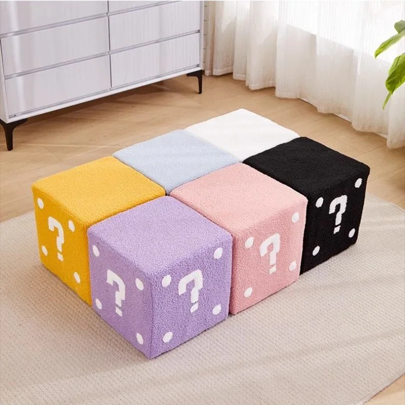 

Household Small Low Stool Question Mark Square Stools Living Room Coffee Table Stool Cute Shoes Changing Stools Chair Ottomans