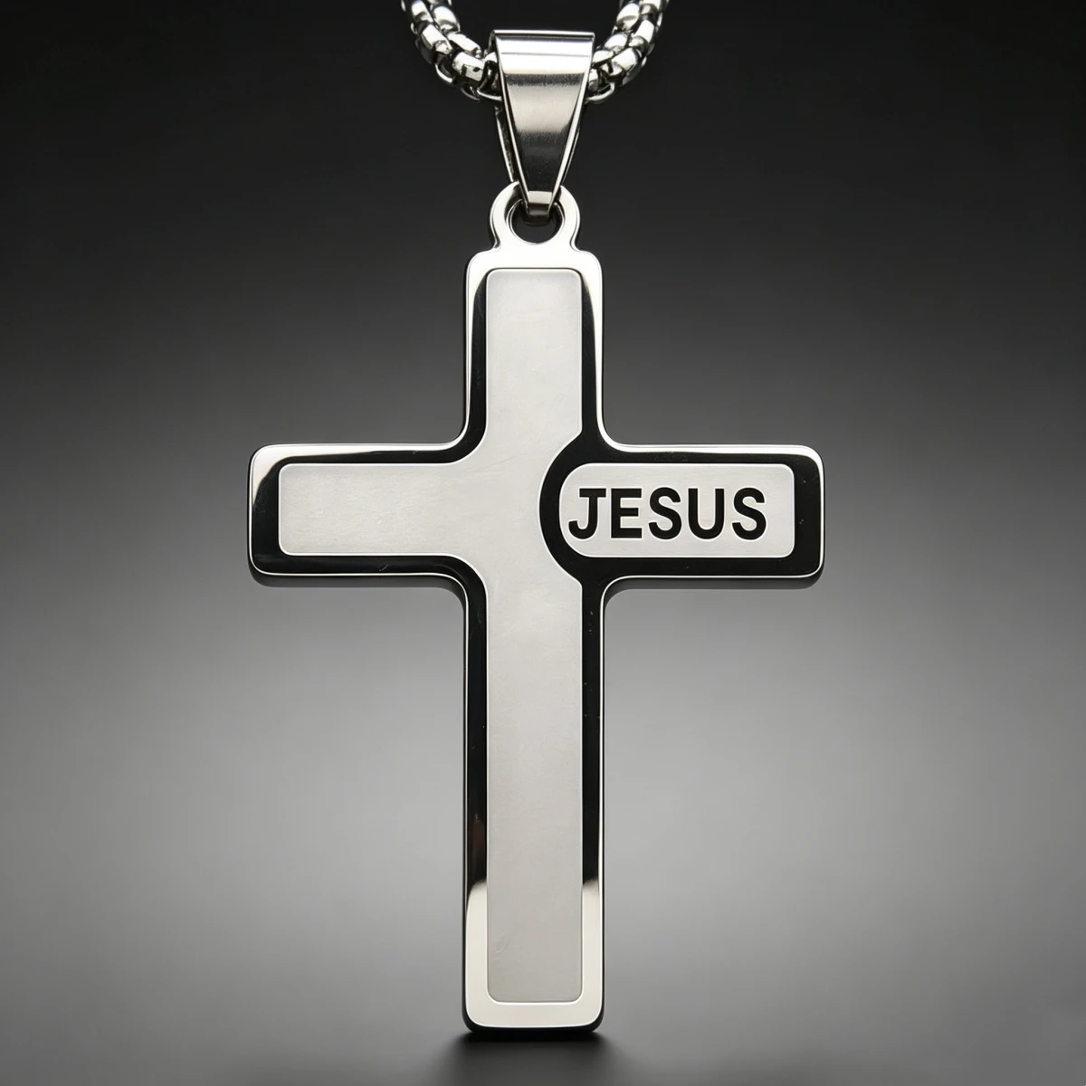 40MM*25MM Small Christ Jesus Cross Stainless Steel Pendant Necklace For Men Women Jewelry Accessories