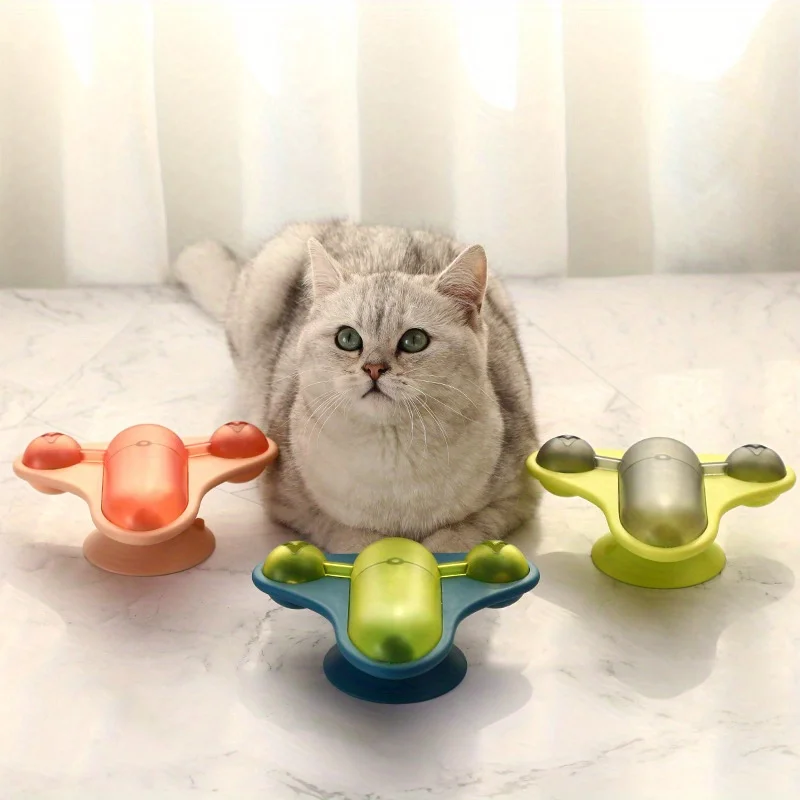 Katzen-Teaser-Spielzeug mit drehendem Flugzeug- und Leckerli-Spender, schwindelerregender, drehender Flugzeug-Teaser, interaktives Lebensmittelspender-Spielzeug für Katzen