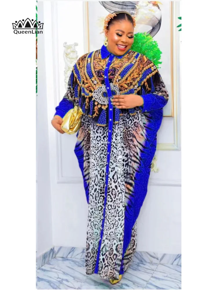 Bouboubou vestido africano de gasa con estampado para mujer, traje Dashiki de gran tamaño, ropa tradicional