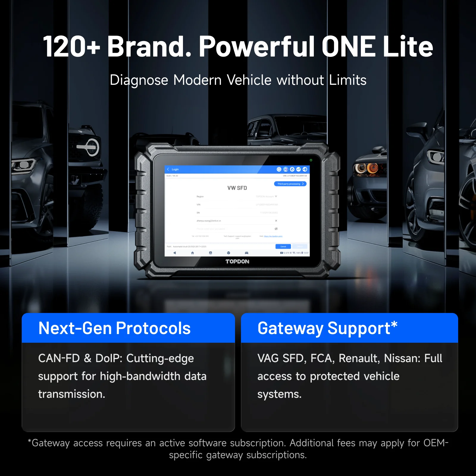 TOPDON ONE Lite 10-Zoll OBD2-Scanner CANFD/DOIP Alle Systeme 50 Reset-Funktionen ECU-Codierung Bidirektionale Professionelle OE-Autodiagnose