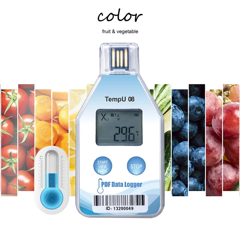 1 PCS 32000 Capacity IP67 Temperature Data Logger PDF Report Support Reuse Temperature Record Cold Chain Recorder