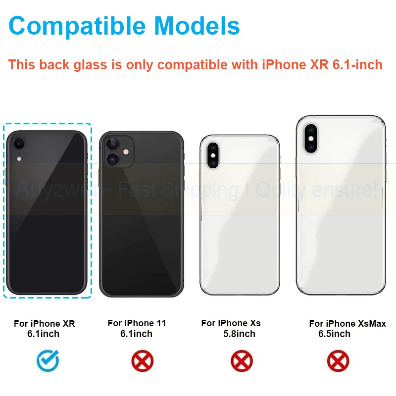 Big Hole Back Glass For iPhone XR Battery Cover Rear Door Housing Case Replacement for Model A1984,A2105,A2106 with Tools +Glue