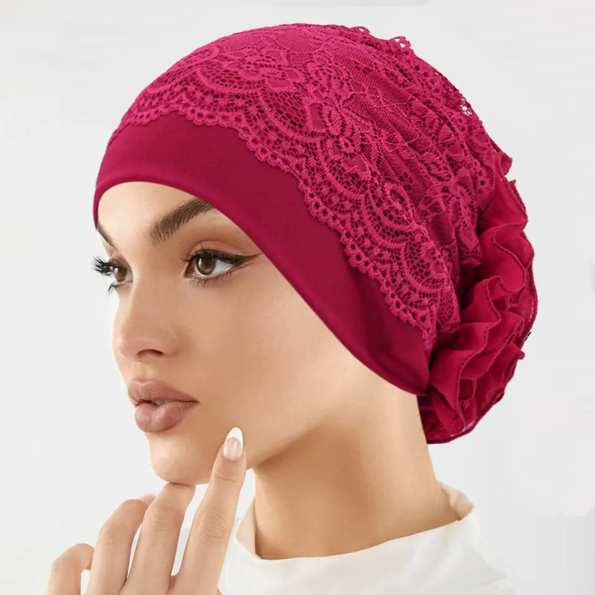 Fiore traspirante pizzo turbante berretto donne musulmane copricapo foulard cappello copricapo islamico cofano femminile avvolge la testa Beanie Mujer