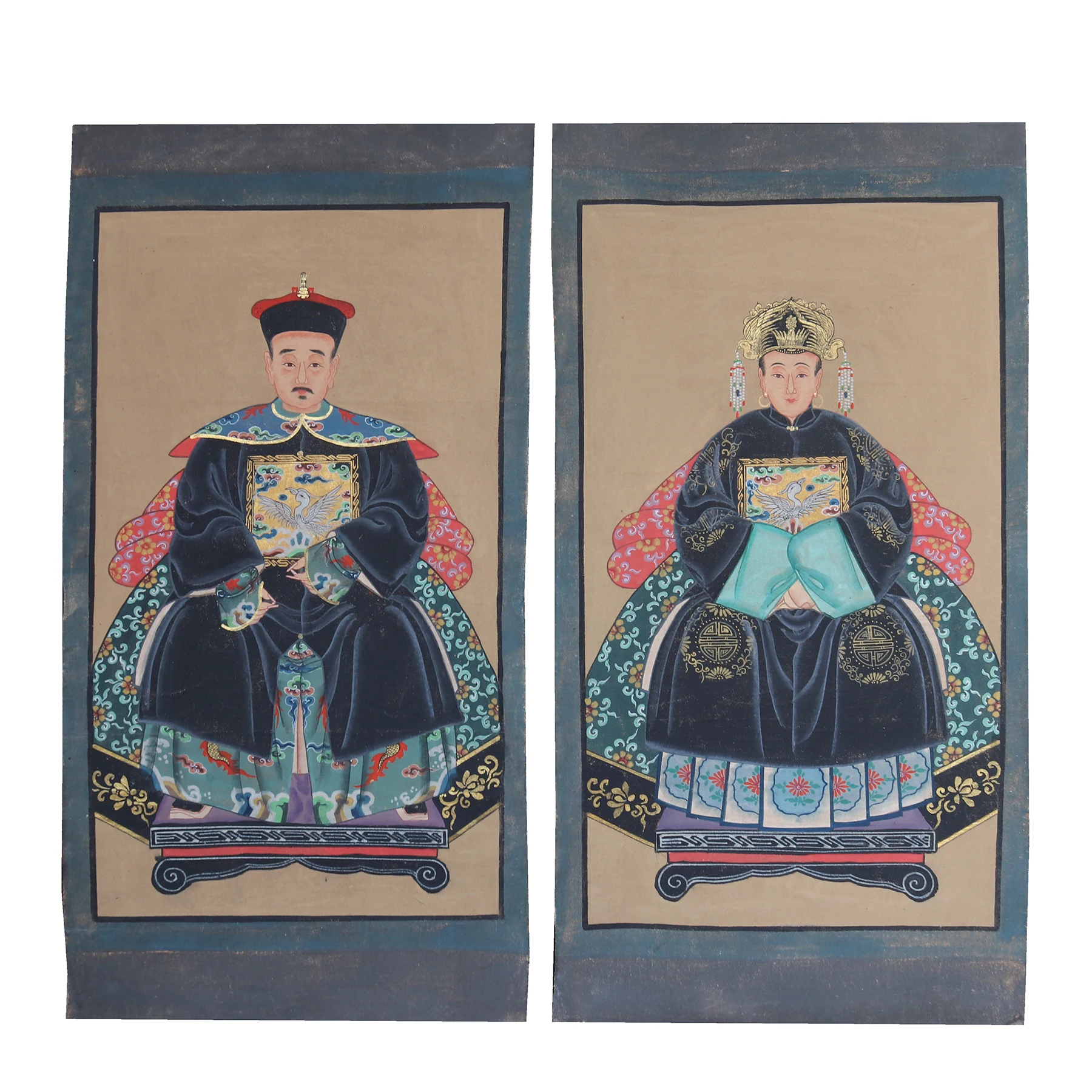 

Hand painted ancestor paintings on canvas fabric, Wall decoration, Ming dynasty portrait painting