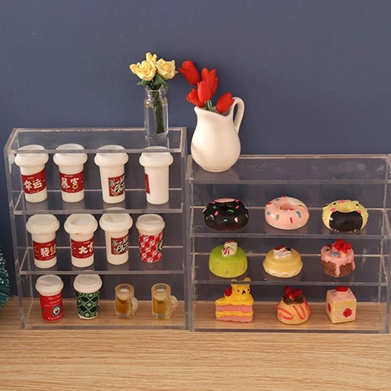 1Pc 1:12 Dollhouse Miniature Multi-layer Rack Cupboard Storage Shelf Display Cabinet Showcase Kitchen Home Furniture Model Decor