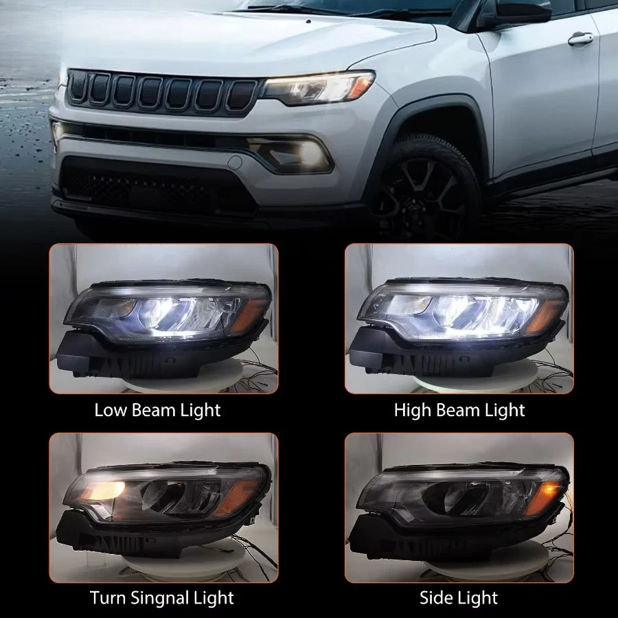 2022-2023 for Compass Cold White Halogen Headlight Headlamp Assembly Direct Replacement 68441580AG 68441581AF 1 Year Warranty