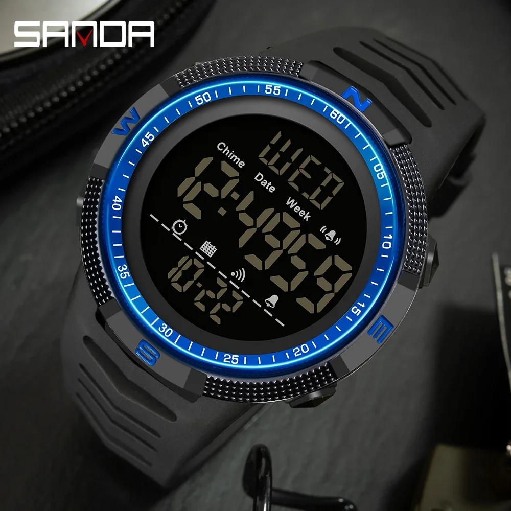 SANDA 6014 Top Brand Waterproof Men Watch Multifunctional Luminous Digital Wristwatch Outdoors Sports Student Watches Fashion