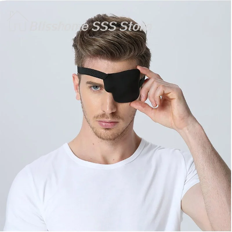 【S】Easy to Use High Quality 1PCS Black Single Eye Patch Adjustable 3D Foam Groove Eyeshades For Lazy Eyes Use Concave Patch
