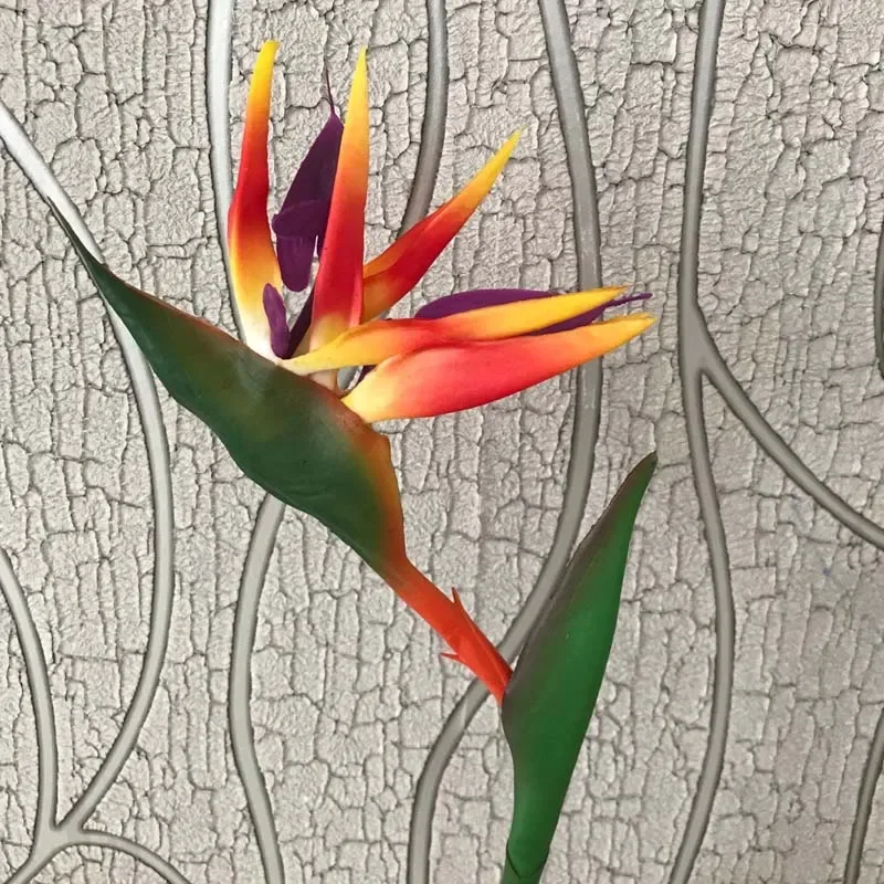 12CM testa/lunghezza 80CM vero tocco falso plastica tropicale uccello del paradiso fiore, seta artificiale fiori lunghi decorazione della casa