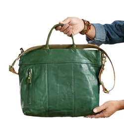 Genuine Leather Backpack Vintage Tree Cream Washed Travel Bag Outdoor Camping Trekking Travel College Rucksack Working Pouch