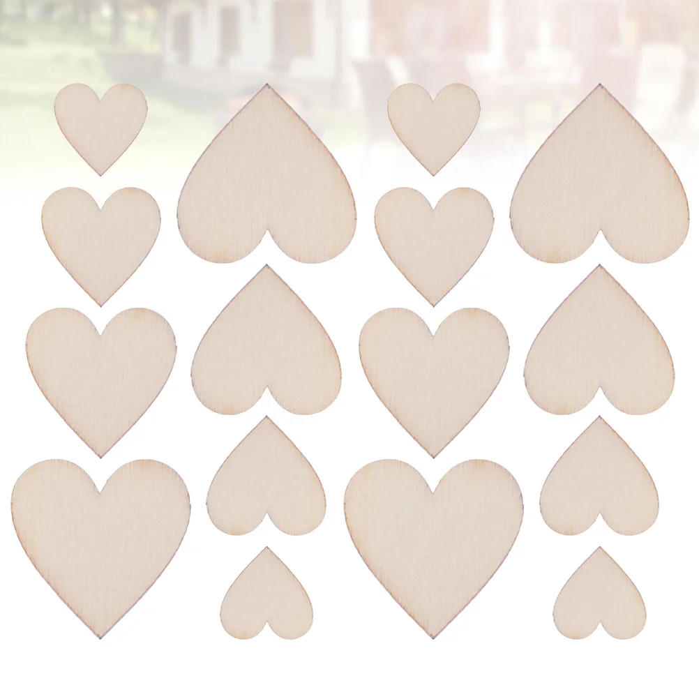 

400Pcs Heart Shaped Wooden Slices Natural Rustic Chips Unpainted DIY Craft Wedding Table Decor Christmas Ornament Photo Props