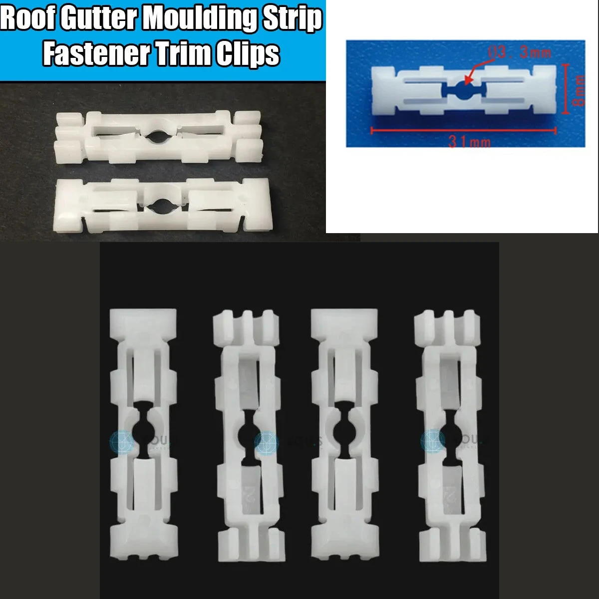 50/100/500pcs Roof Rail Bar Cutter Clips Moulding 191853733A 6U0853733 Fit For VW Golf MK2 Jetta GTI Caddy