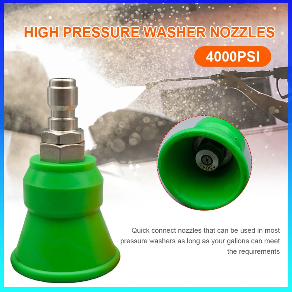 Splash-proof Sleeve Fan Nozzle Rubber High-Pressure Sheath Nozzle Washer Sprayer Stainless Steel Wash Gun Adapter 1/4 Quick Plug