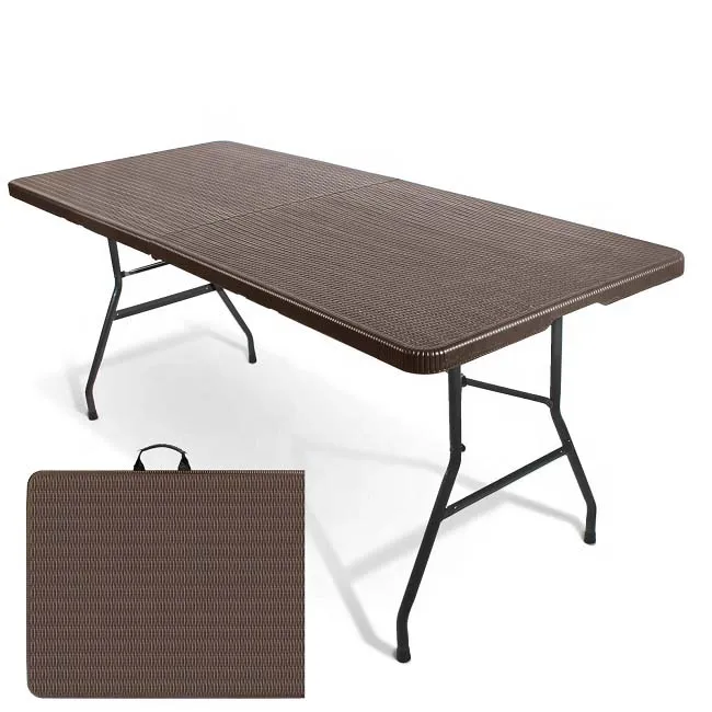 Simple wooden patterned plastic desk and beer bench folding table with chairs