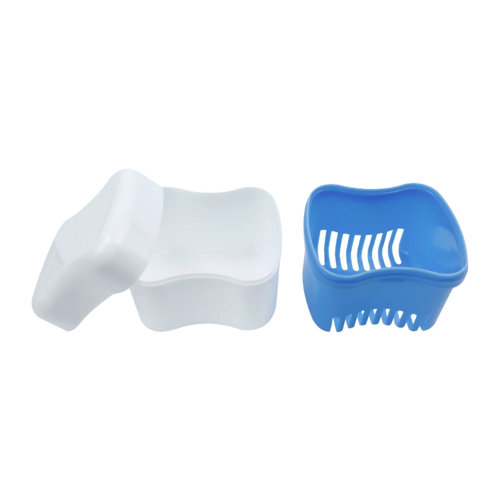 صندوق حمام طقم أسنان كاذبة حافظة أسنان تقويم الأسنان التجنيب مع حاوية شبكية معلقة تنظيف صندوق تخزين الأسنان الكاذبة #4