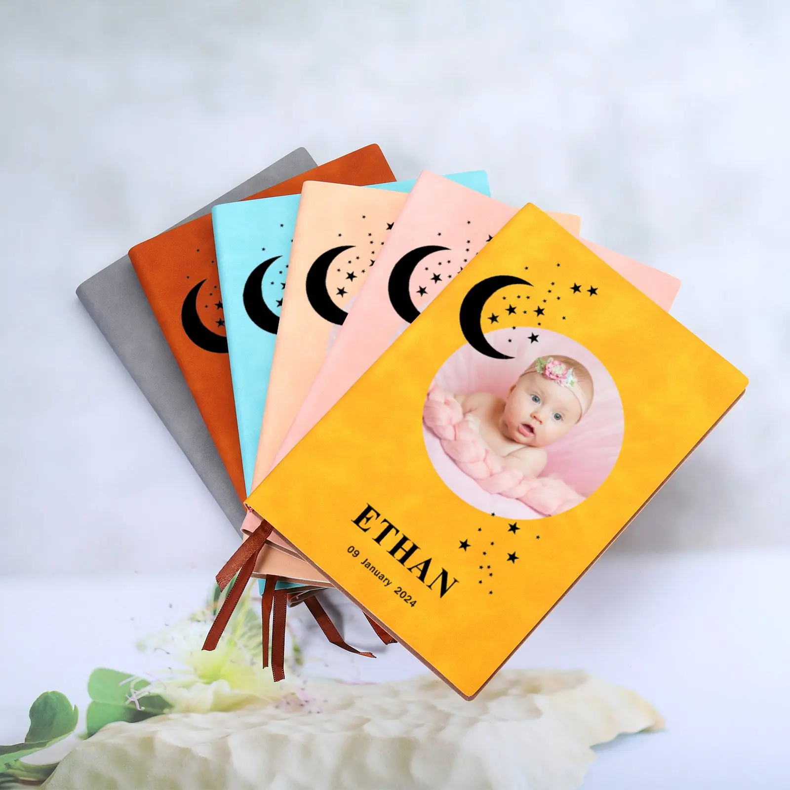 

Free Custom Photo Letters Pattern PU Leather A5 Notebook Cover Travel Business Journal Personalized Name Date for Birthday Gift