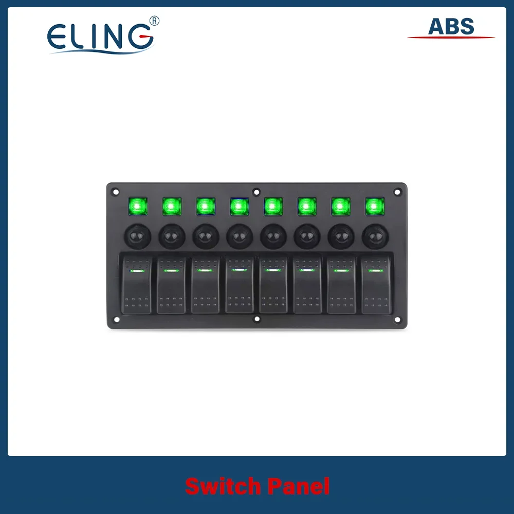 ELING 4 Gang 6 Gang 8 Gang Switch Panel Safe Dual USB Socket+Cigarette Lighter Waterproof for RV Yacht Marine Boat Car