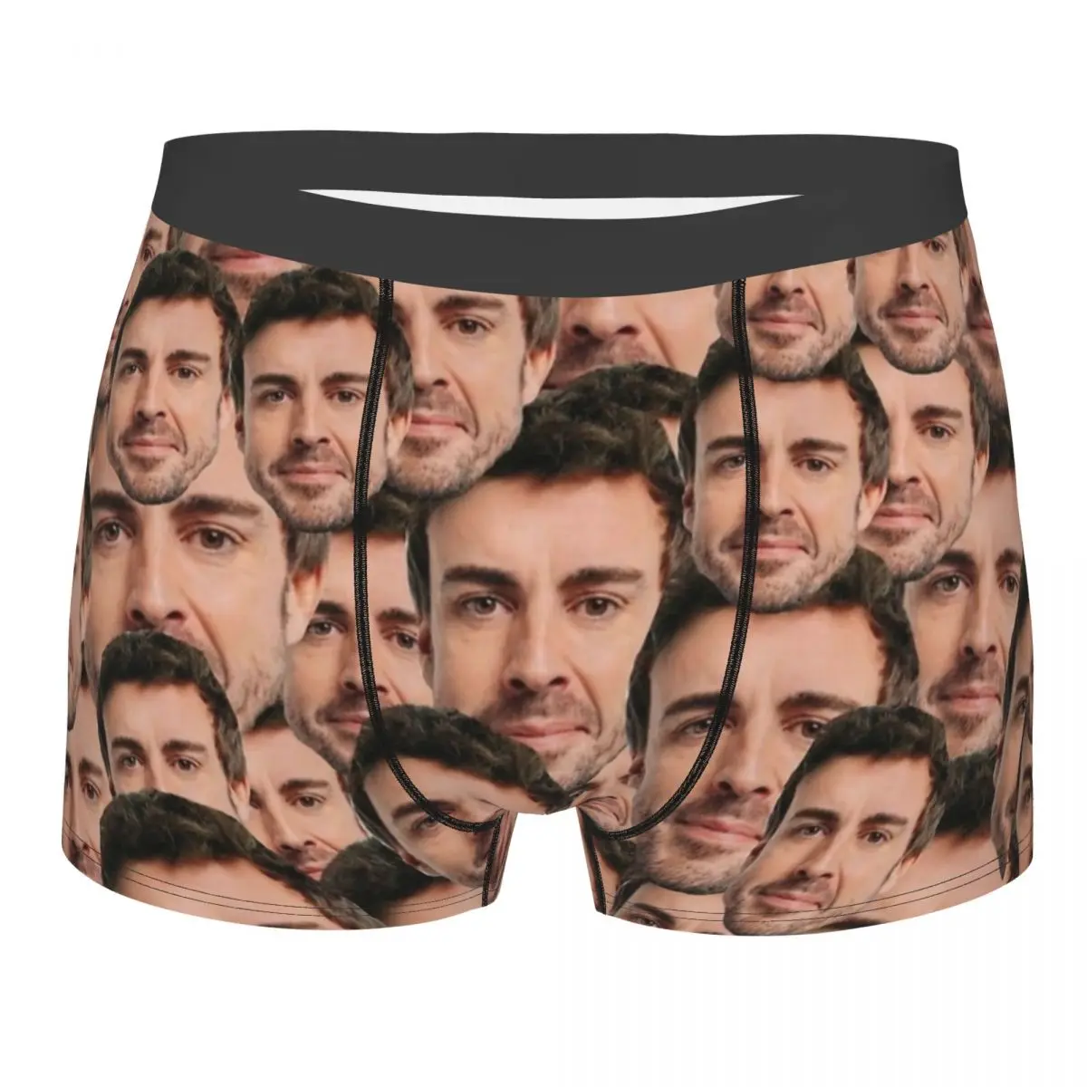 Fernando Alonso Funny Head Men Long Underwear Boxer Briefs Shorts Panties Novelty Breathable Underpants for Male Plus Size