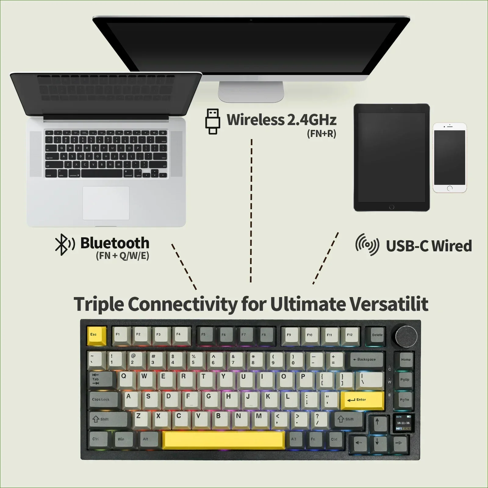 Imagem -04 - Pro Teclado Mecânico do Jogo 82 Teclas com Fio Rgb sem Fio Bluetooth Hotswap Acessório para pc Jogos Ajazz-ak820