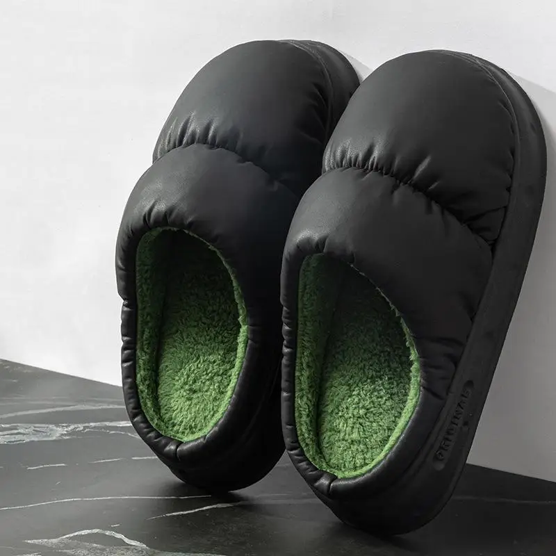 Weiche, dicke, wasserdichte Hausschuhe für Herren, Winter 2026, warme Plüsch-Innenschuhe, Übergröße 47, Paar-Baumwoll-Hausschuhe. – Detail 13