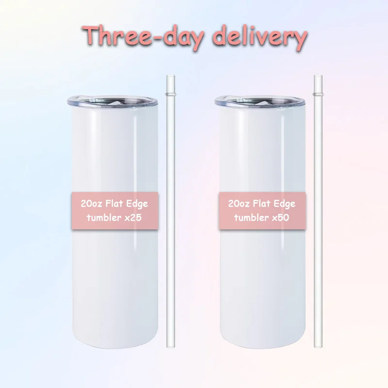 Wholesale Customizable 20oz 30oz White Stainless Steel Double Wall skinny straight Sublimation Cups Blank Tumbler cup 20oz