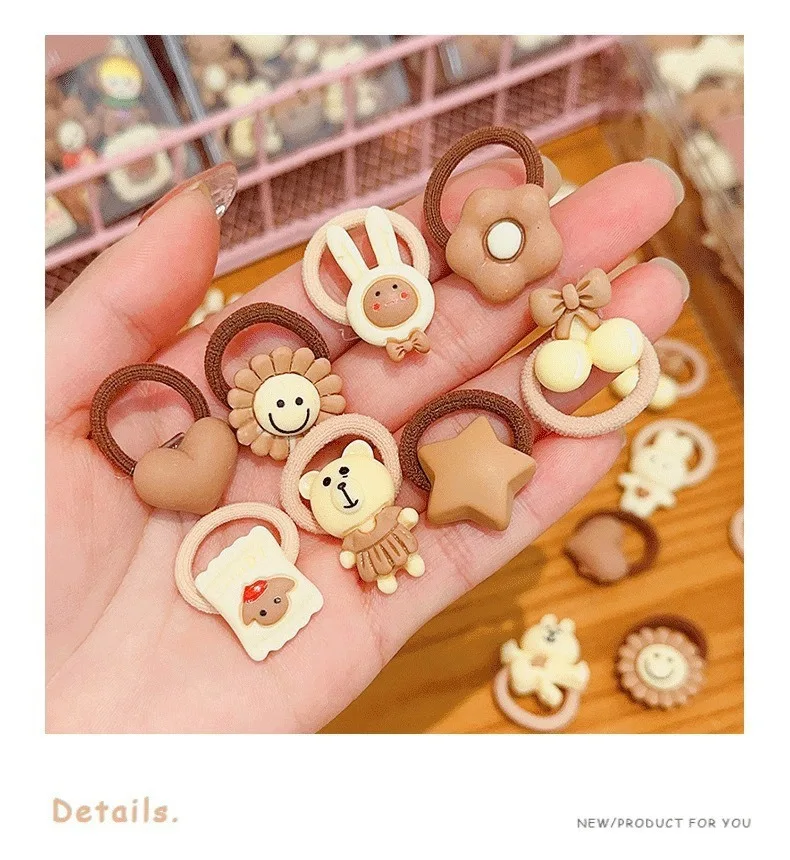 30 Stück neutrale Kaffeebraune Haargummis, weiche, schonende Haarbänder für Kleinkinder, Babys, Mädchen, niedliche Deko, kleine Pferdeschwanzhalter, Kinder-Accessoires – Detail 6