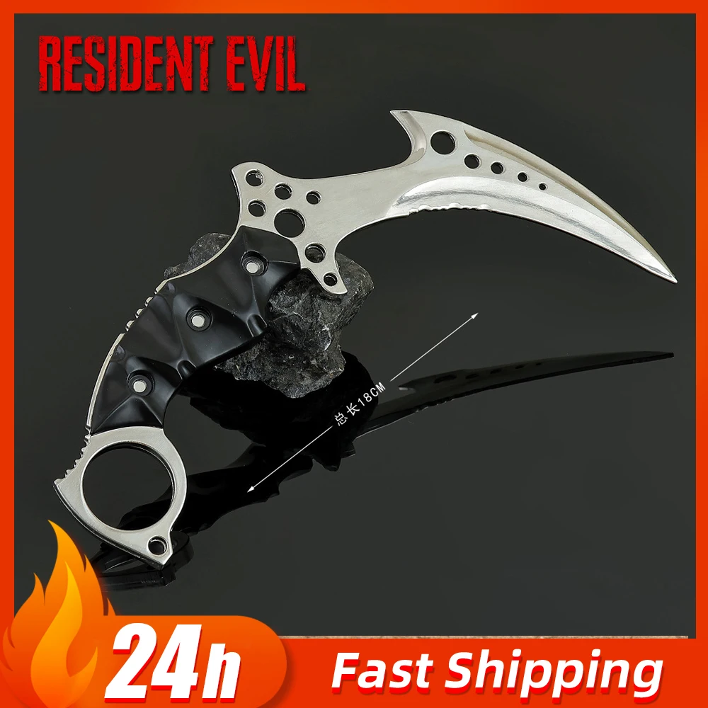 Réplica de Cuchillo Karambit de 18 cm de Chris Redfield de Resident Evil, Modelo de Arma, Accesorio de Cosplay, Cuchillo Coleccionable de Escritorio, Regalo para Gamers