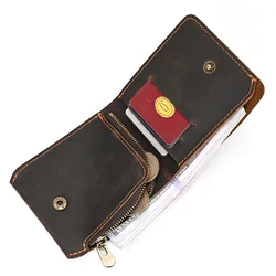 Crazy Horse Leather Short Wallet With Coin Pocket Men Real Leather Pocket Wallet Casual Men Coin Purse Retro Card Holder Case