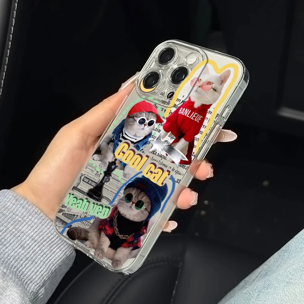 Cool and Handsome Cat Silicone Phone Case for IPhone 17 16 15 14 13 12 11 Pro Xs Max Air Mini 7 8 6 6s Plus SE 2020 2022 Cover