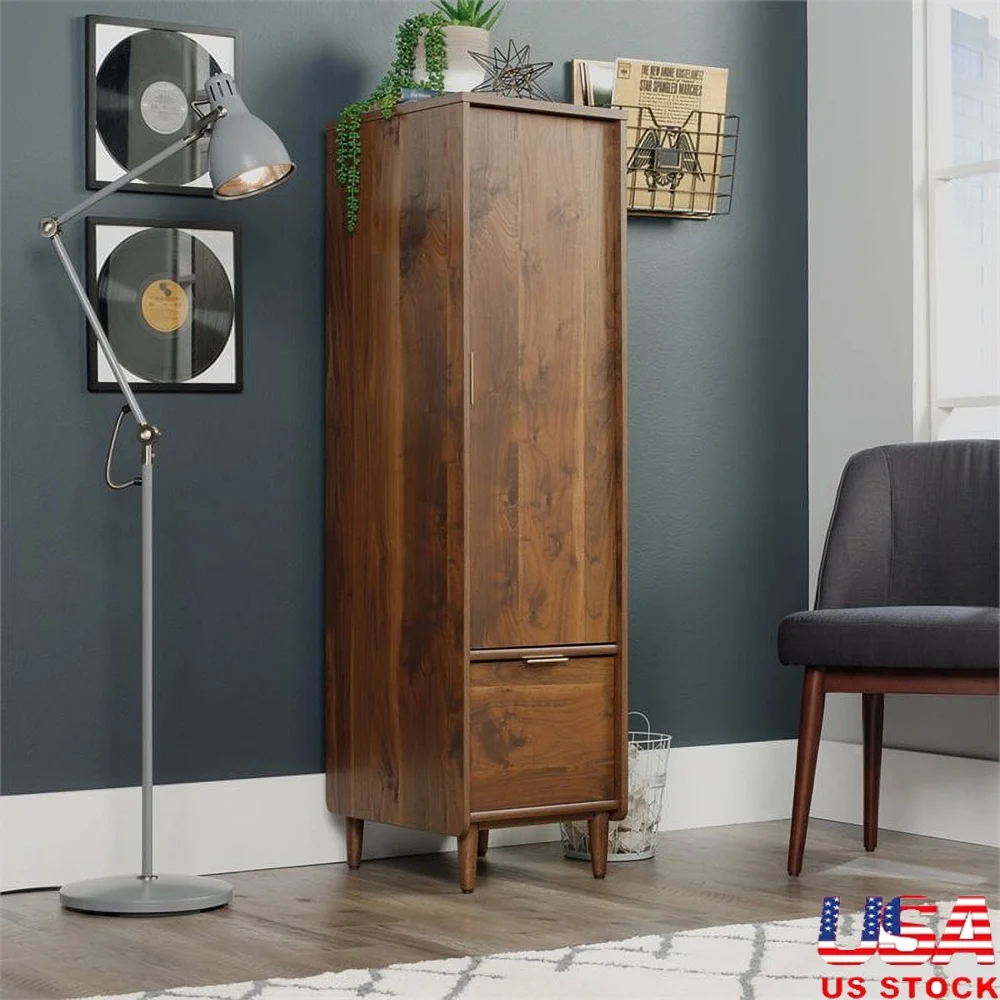 

Высокий шкаф для хранения с регулируемой полкой, подвесной ящик для документов, отделка из орехового дерева, для внутреннего использования, стильное решение для организации