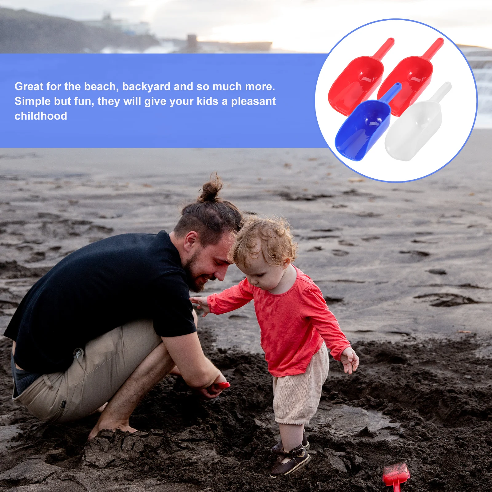 

4pcs Sand Shovels PP Material Kids Beach Toys Lightweight Outdoor Digging Tools Gardening Playsets Plastic Shovels