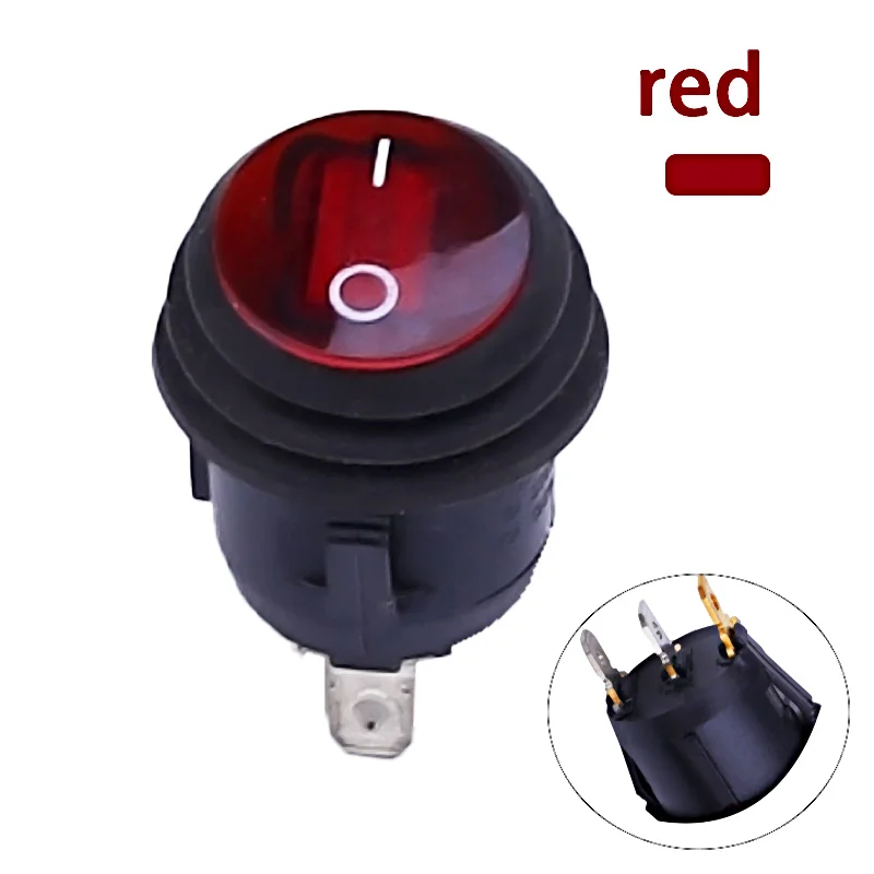 1 Buah On/Off 3Pin SPST Bulat Tahan Air Perahu LED Rocker Switchlight 12V 220V Tombol Power Switch On Off Padaмр