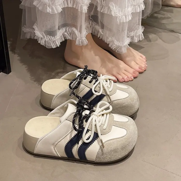 

Glutinous Rice Ball Trainer Mules for Women Thick Sole Closed Toe Memory Foam Insole Non Slip Lightweight Daily Footwear