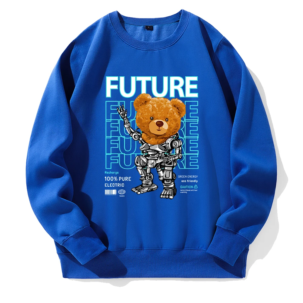 100% Pure Electric In Future Teddy Bear Men Hooded Fleece Breathable Hoodies Crew Neck Casual Hoodie Classic Harajuku Tracksuit