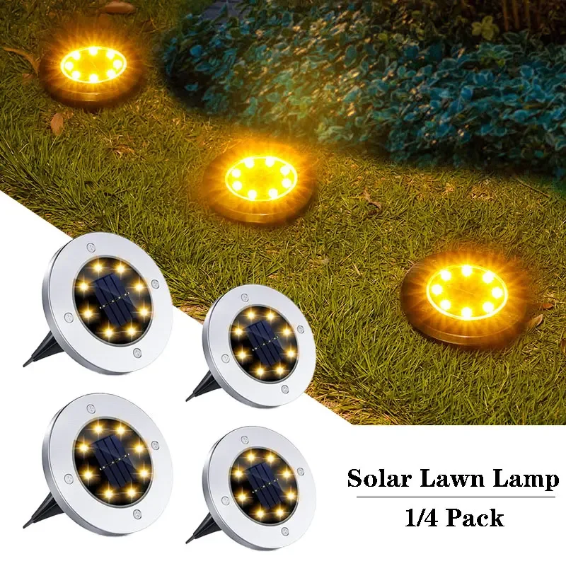 Lampada da terra a LED solare 8LED lampada da giardino per esterni lampade sotterranee impermeabili per la decorazione del prato giardino terrazza cortile