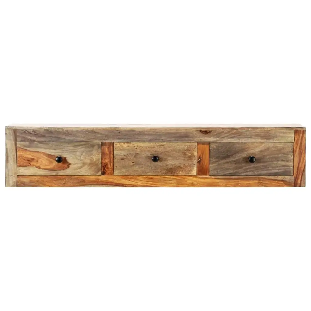 39.3 Solid Sheesham Wood Wall Console Table - Stylish & Space-Saving Design 9.8x7.8 for Modern Interiors