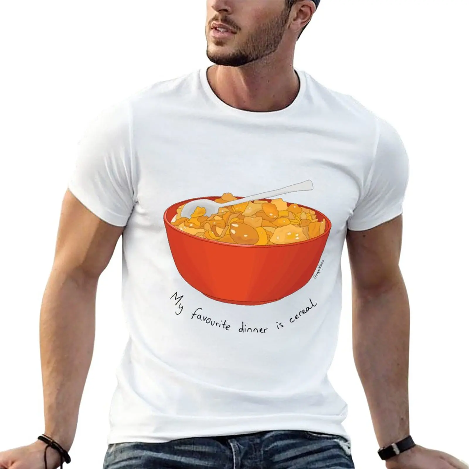 New My favourite dinner is cereal T-Shirt kawaii clothes heavyweight t shirts summer top quick-drying t-shirt mens t shirt