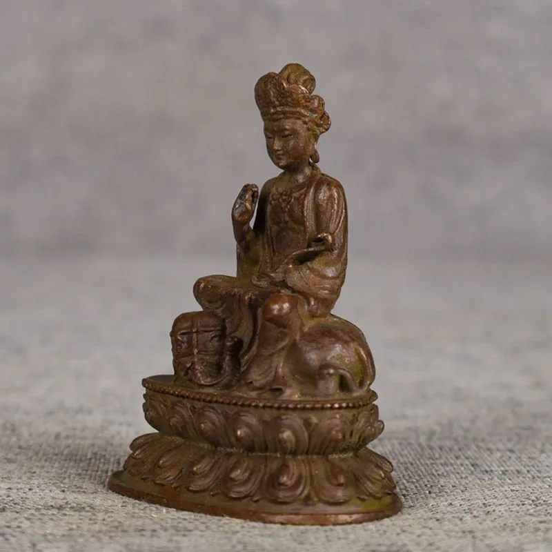 Samantabhadra Bodhisattva Statue Brass Buddha Ornament for Worship