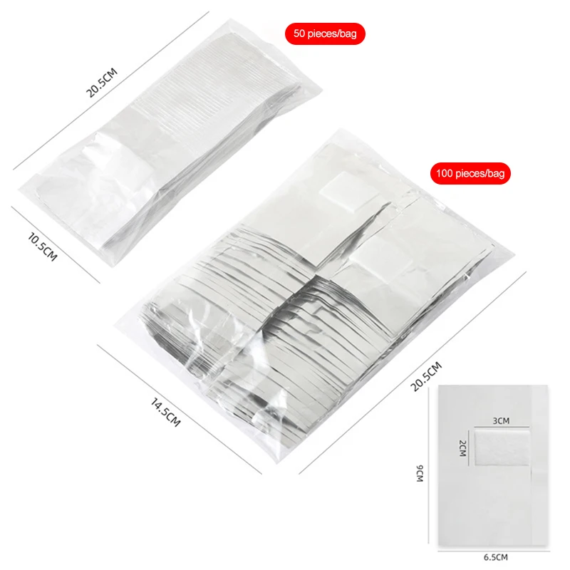 50/100Pcs เล็บอลูมิเนียมฟอยล์เล็บแช่เจลอะคริลิคขัดเล็บกําจัด Wraps เจล Remover เล็บเครื่องมือ