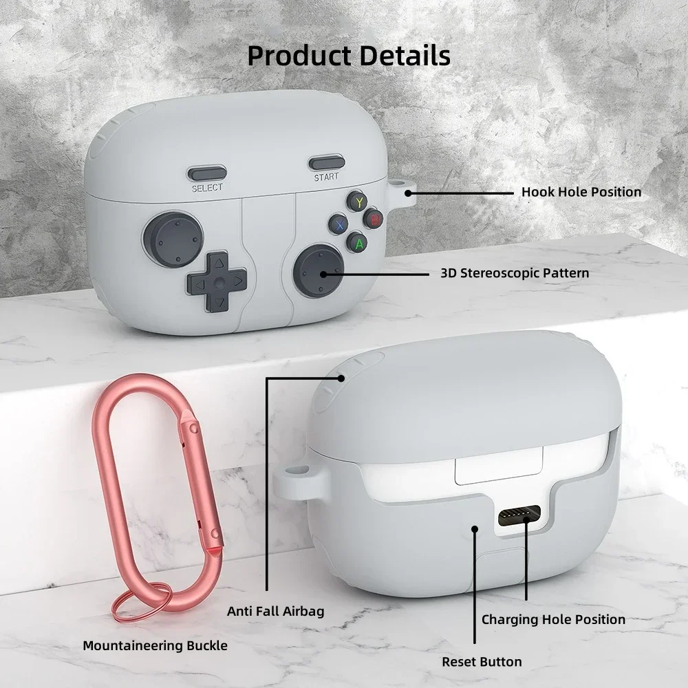 레트로 게임 콘솔 외관 보호 슬리브, 소니 LinkBuds S 헤드셋용, 실리카 젤 보호대 케이스, 후크 포함, 추락 방지