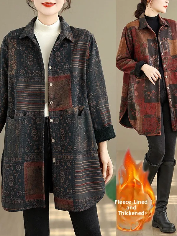 Caldo Thiened Fce Jaet da donna di media lunghezza coreano Sle Vintage cappotto ampio floreale capispalla invernale