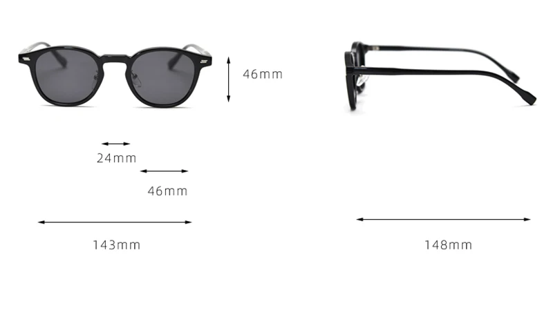 Kachawoo Damen-Sonnenbrille, rund, polarisiert, blau, grau, schwarz, Retro-Sonnenbrille, Herren-Accessoires, leichter TR90-Rahmen, Geburtstagsgeschenk – Detail 4