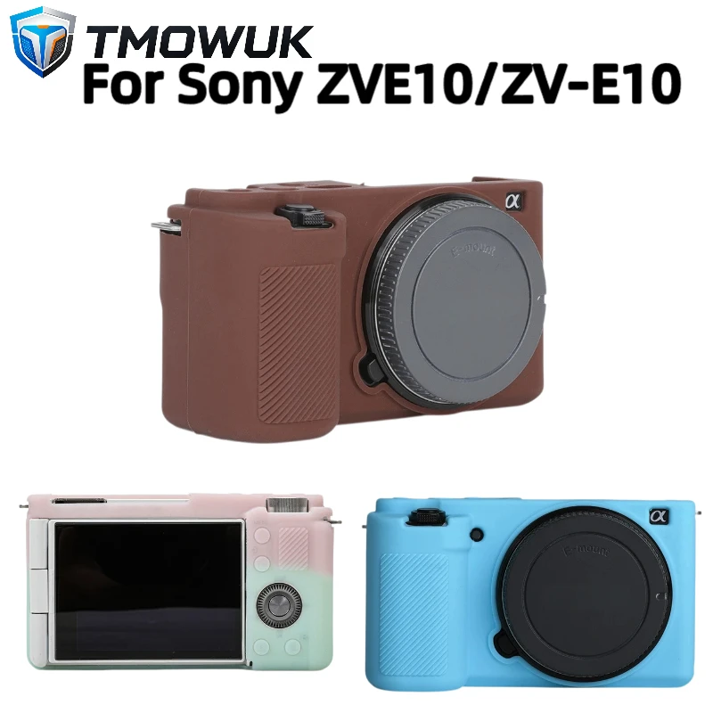For Sony ZV-E10 Soft Silicone Camera Case Anti-Slip Protective Cover With FREE Tempered Glass Screen Protector