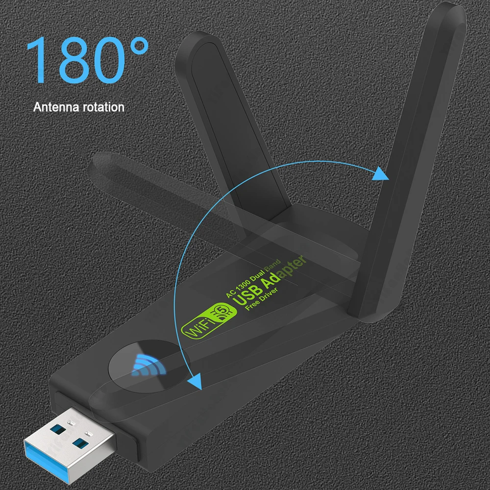 Placa de rede sem fio Dongle WiFi, adaptador USB 3.0, banda dupla 2.4G, 5GHz, 1300Mbps, 802.11AX, RTL7612, PC, Win 10, 11