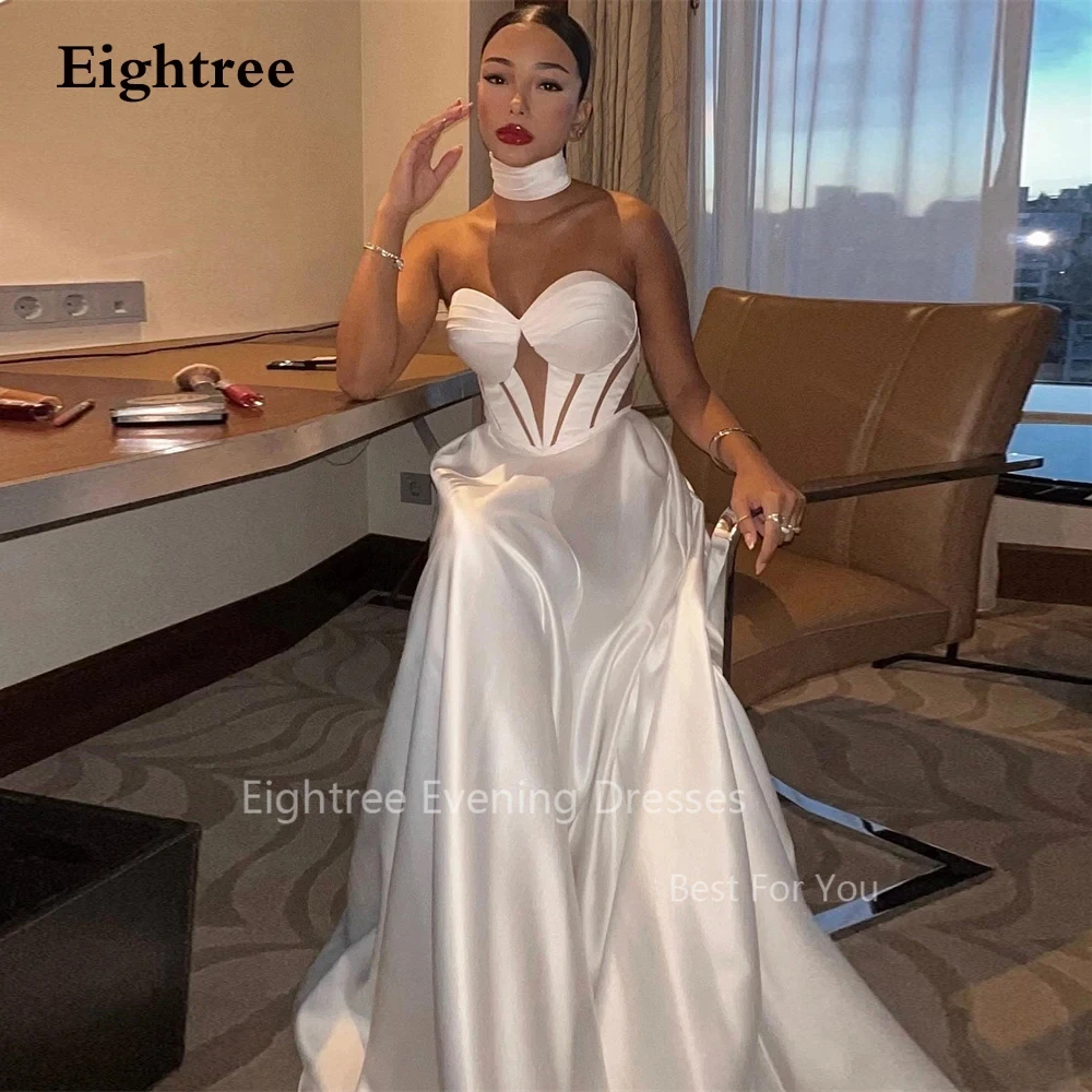 

Eightree Simple Satin Wedding Dresses Bride Sweetheart Israel Long A Line Vestidos De Novia Illusion Bridal Dress For Women 2024