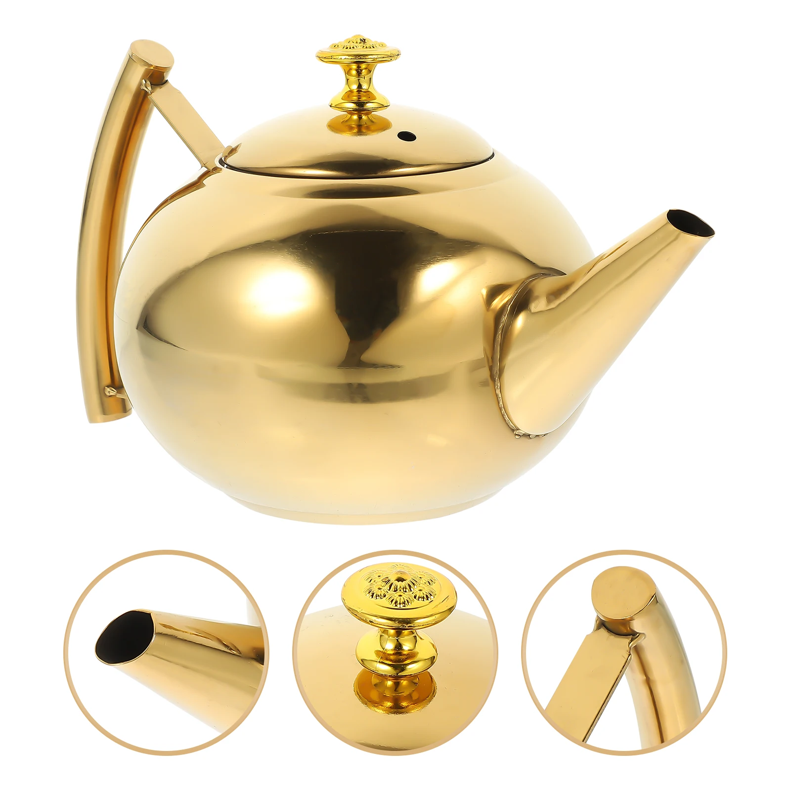 

Stainless Steel Teapot 1 0L Side H Golden Strainer for Stovetop Fast Heating Rust Resistant Tea Pot Kitchen Water