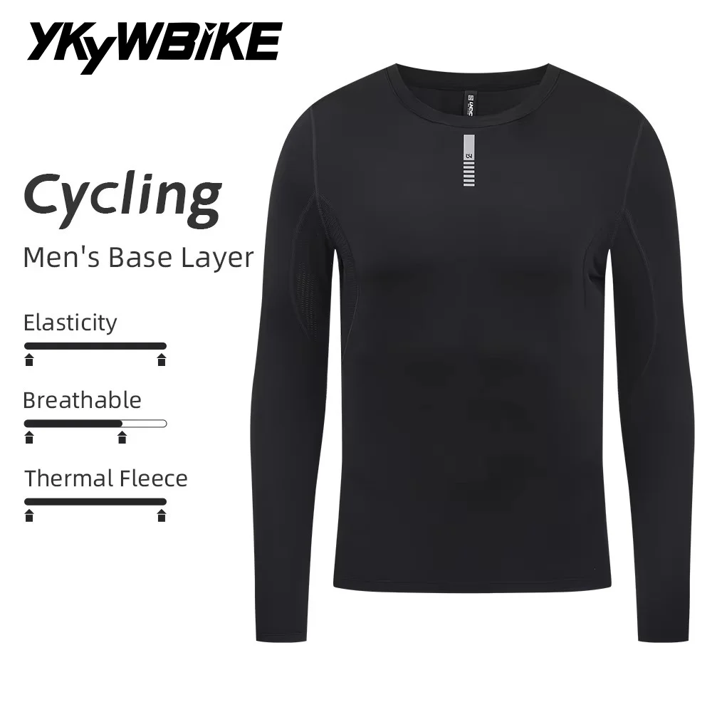 

YKYWBIKE Men's Cycling Base Layers Winter& Autumn Bicycle Undershirt Long Sleeve Thermal Fleece Road Bike Cycling Base Layer