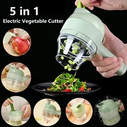 4 In 1 Handheld Electric Vegetable Cutter Electric Garlic Pounder Food Chopper Meat Grinder Food Peeler Slicer