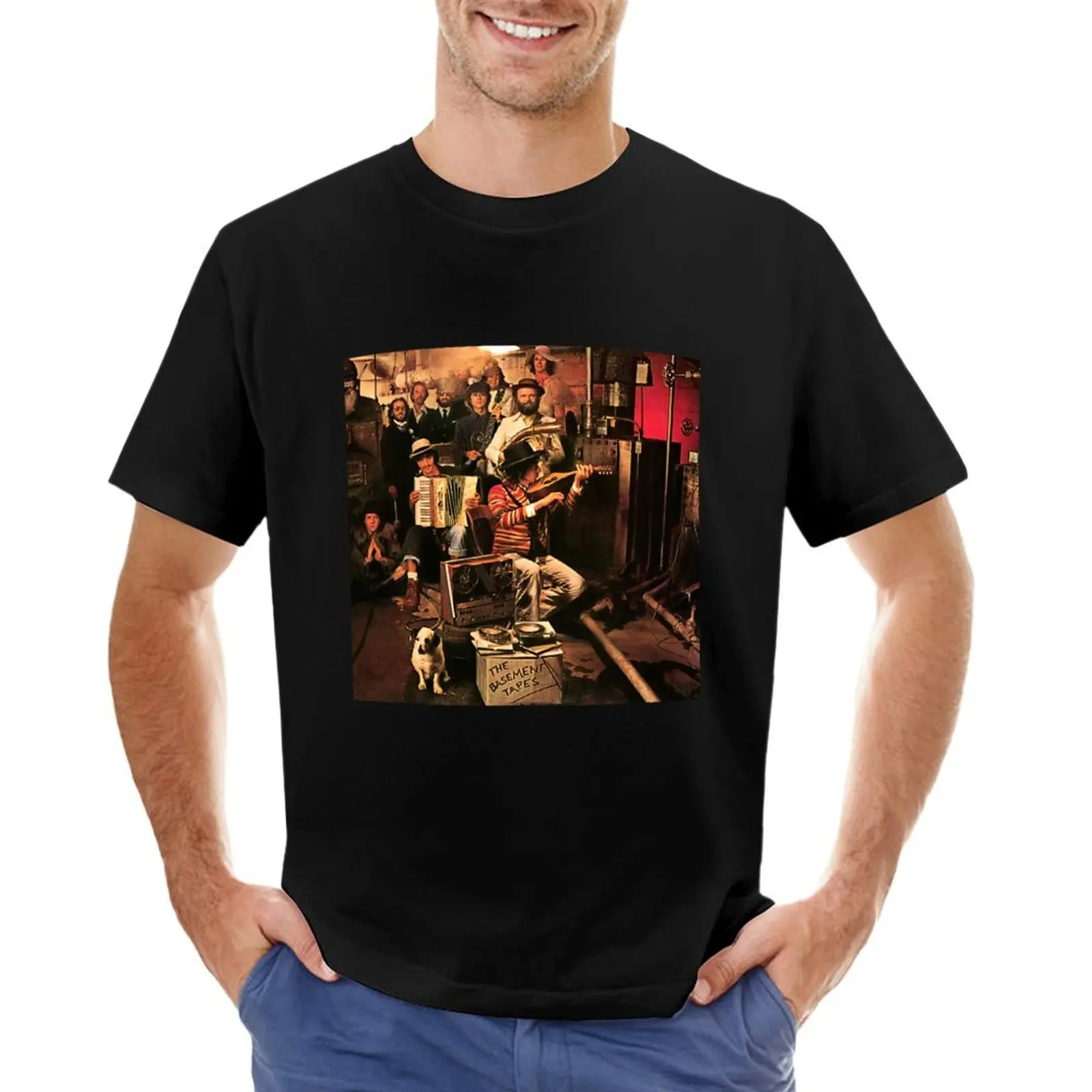 Bób D?lán The Basement Tapes Album Cover T-Shirt graphic shirts blacks oversizeds men graphic t shirts